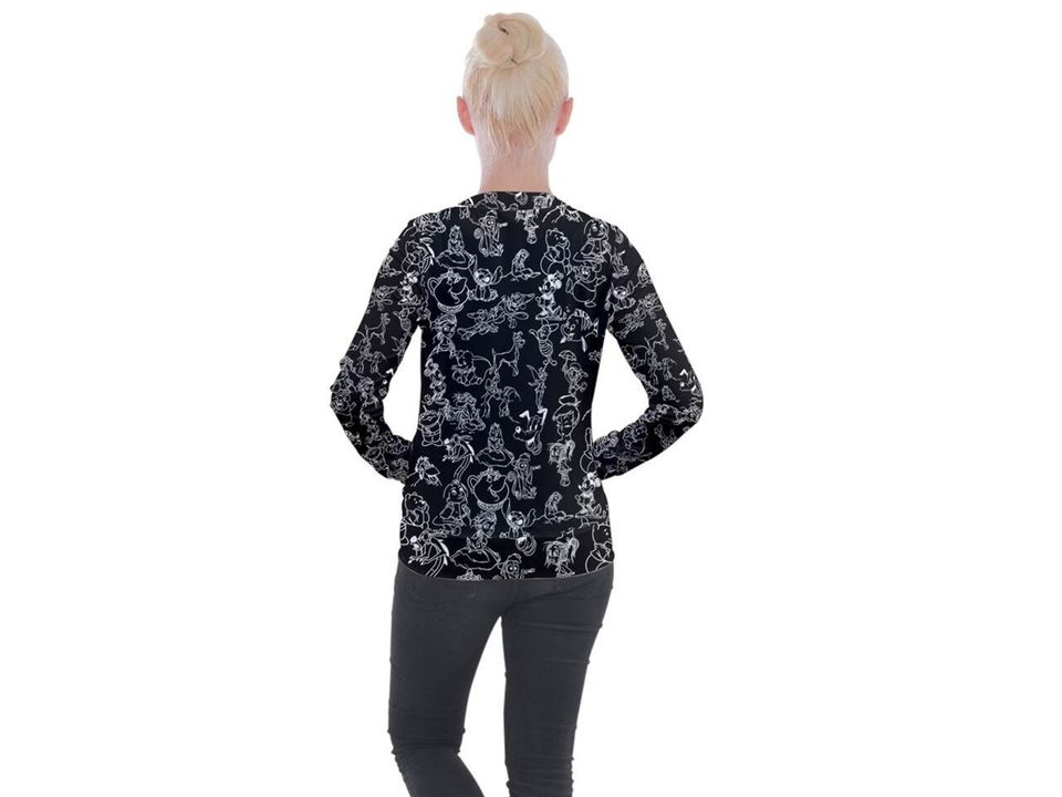 Black Disney Sketch Jacket | Disney Sketch Zip-up Jacket |