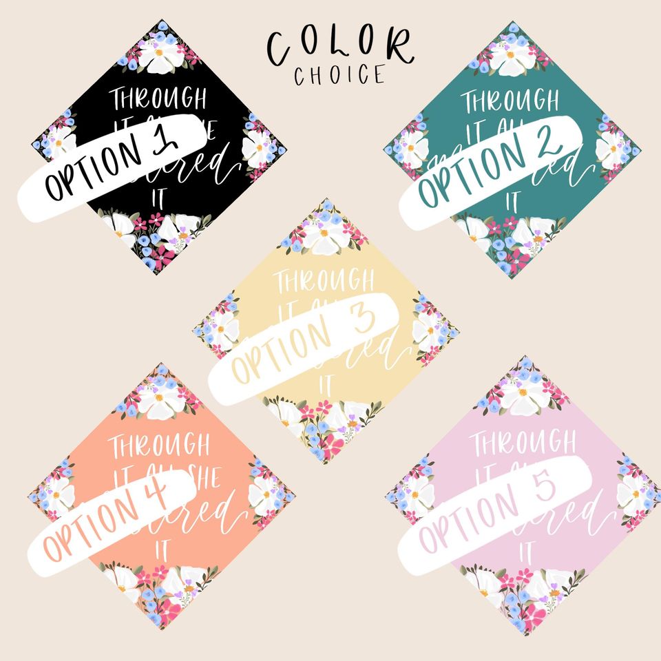 Graduation Cap Topper - Through It All She Mastered It, Masters Degree Grad Cap Design