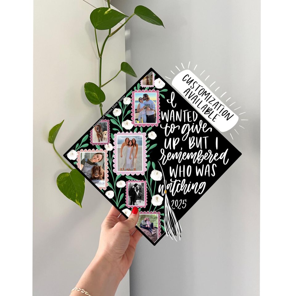Custom Photo Collage Graduation Cap Topper, Personalized Grad Cap