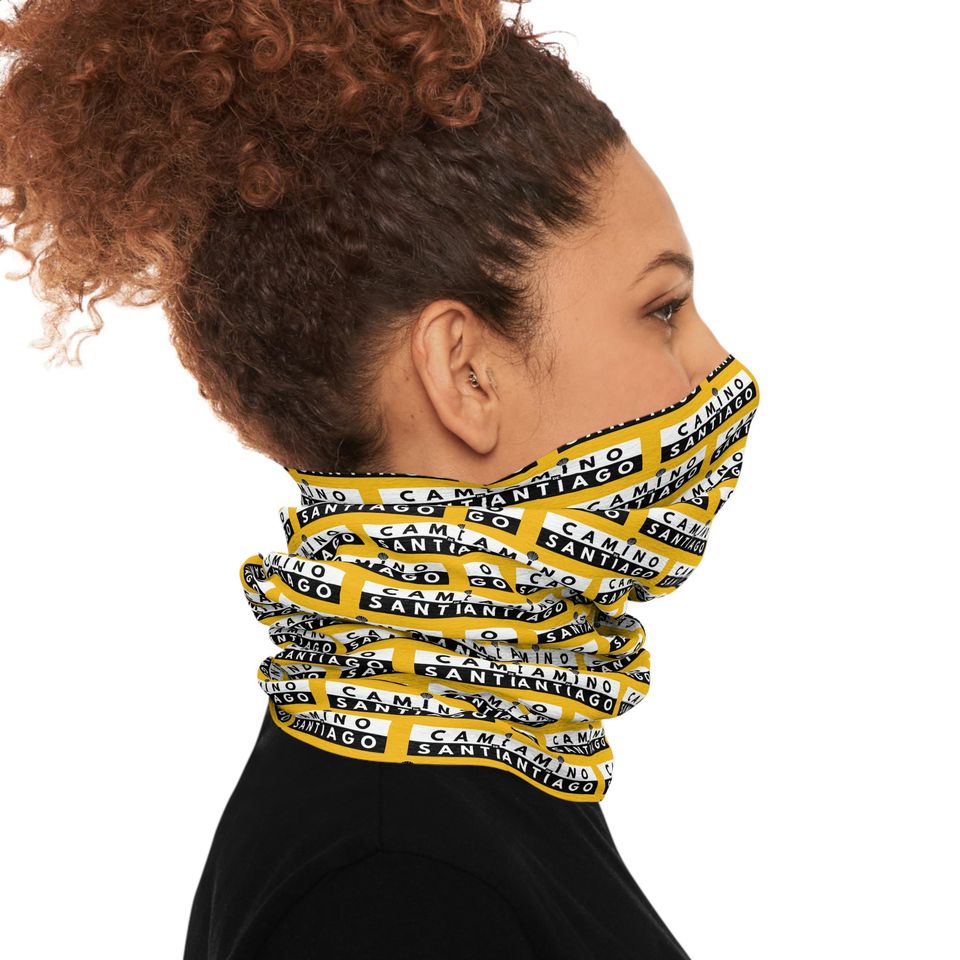 Camino de Santiago Design Tube Scarf Yellow with Black Lettering