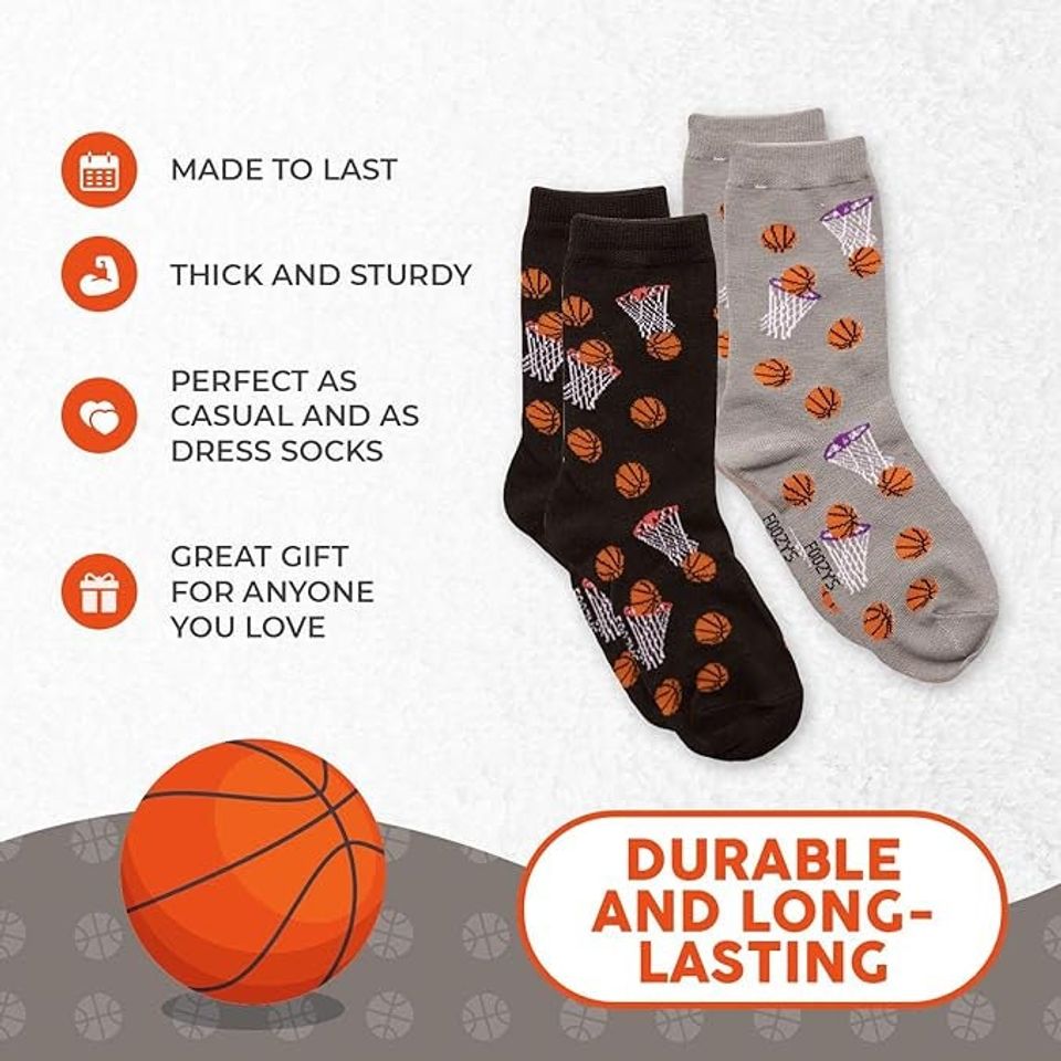 Basketball Ball Hoop Dribble Swish Airball Jordan Sport Team 2 Pairs Men's Socks