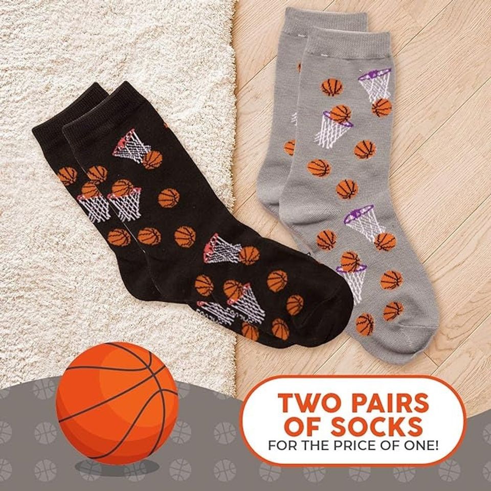 Basketball Ball Hoop Dribble Swish Airball Jordan Sport Team 2 Pairs Men's Socks