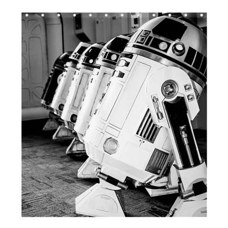 Droid Line Shower Curtain - Star Wars R2-D2 Bathroom Decor - Black & White -
