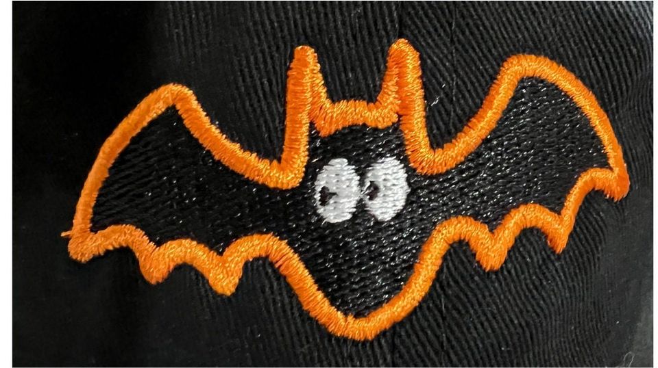 embroidered baseball cap, bat, halloween, hat