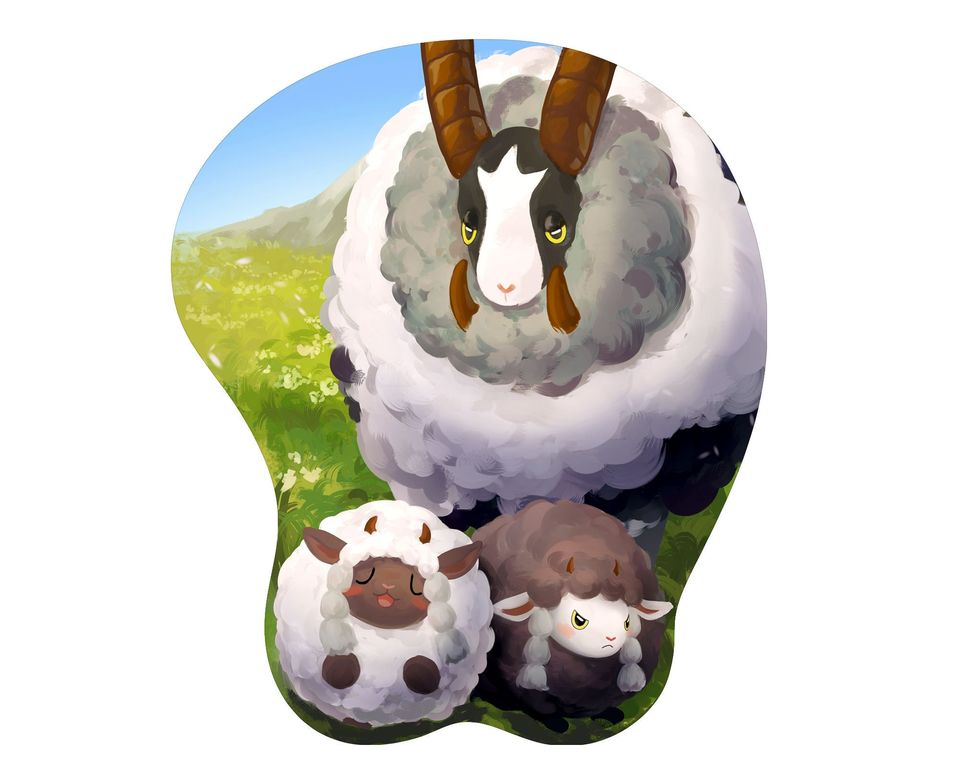 Dubwool, Wooloo, and Shiny Wooloo 3D wrist mousepad PKM