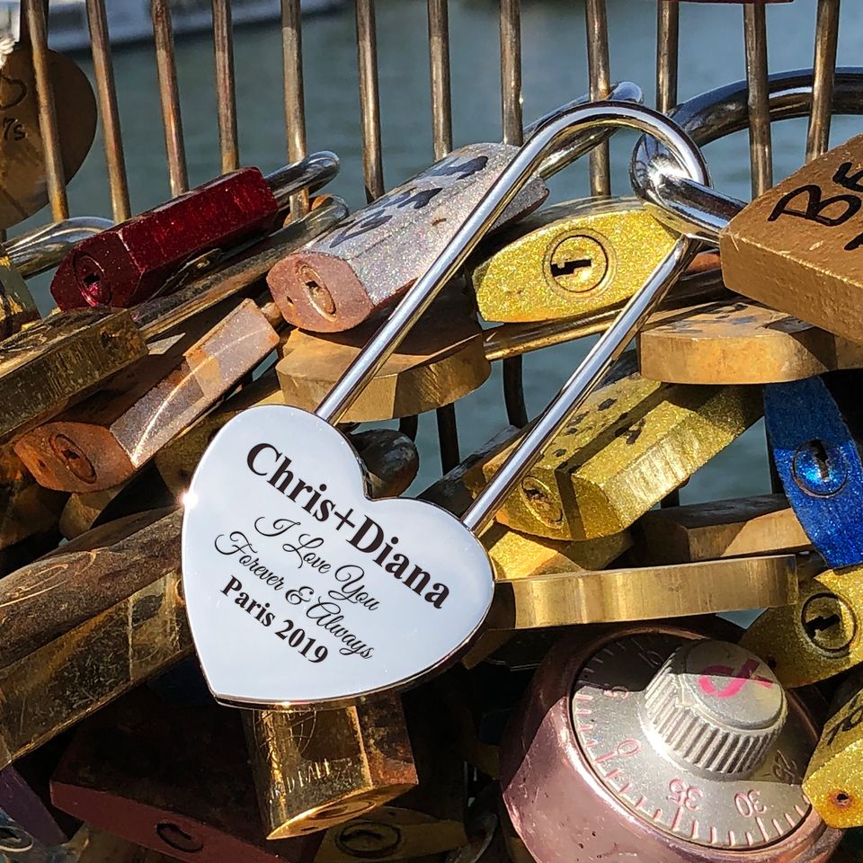 Engraved Heart Padlock, Custom Love Lock, Anniversary Gift