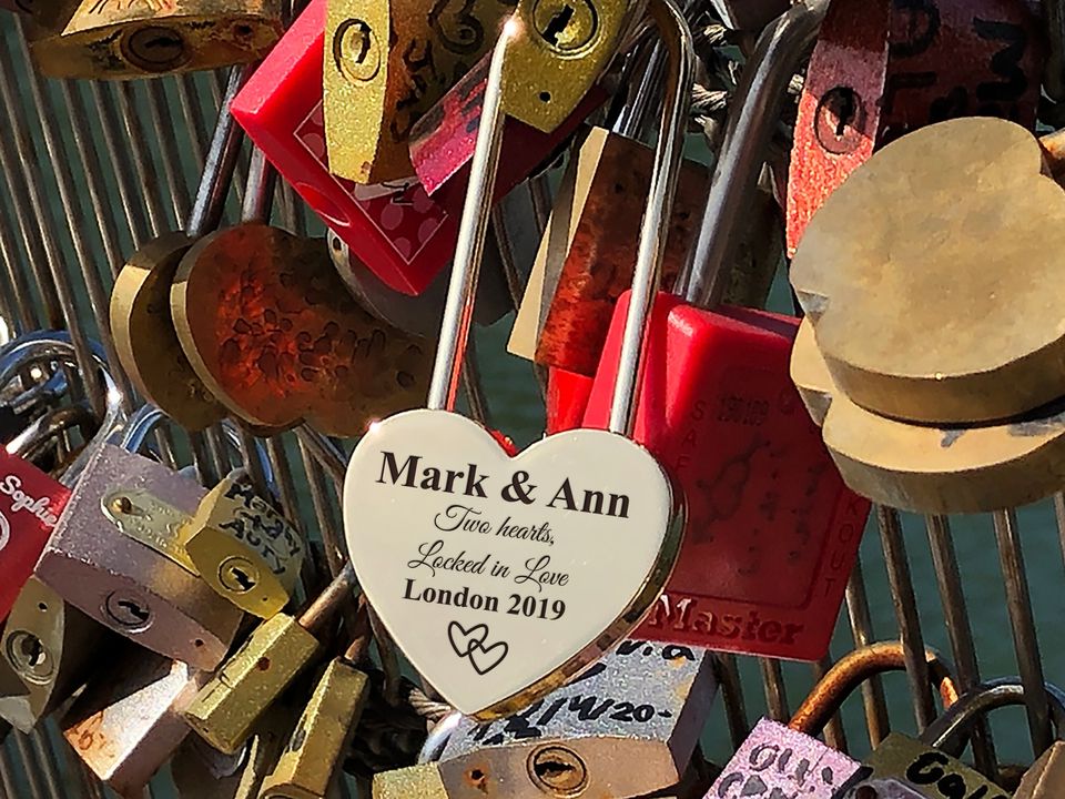 Personalized Gold Love Lock  Engraved Anniversary Keepsake