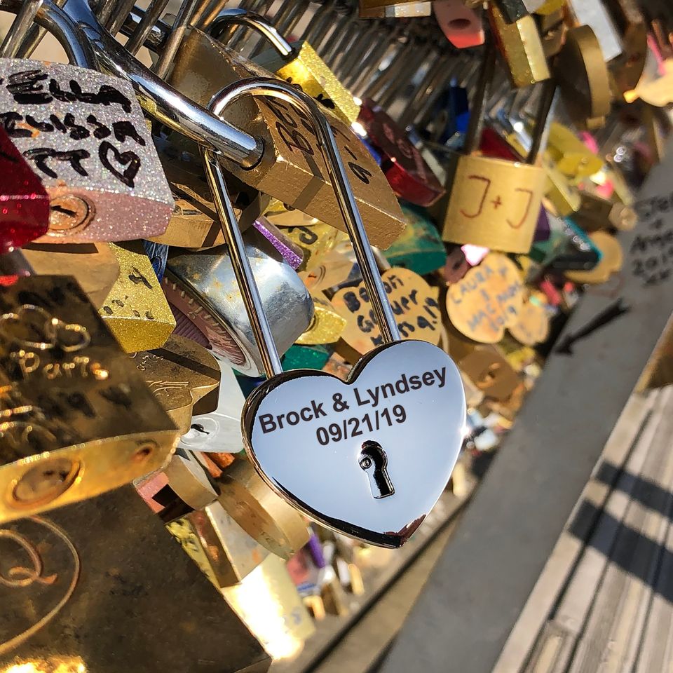 Engraved Heart Padlock, Custom Love Lock, Anniversary Gift