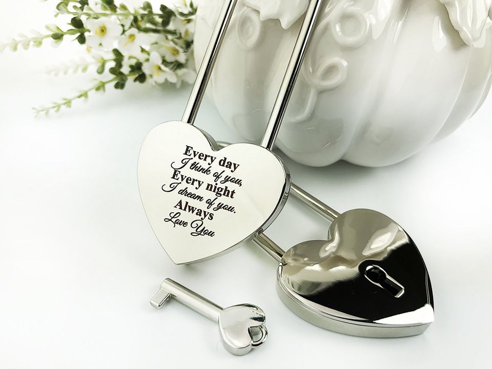 Engraved Heart Padlock, Custom Love Lock, Anniversary Gift