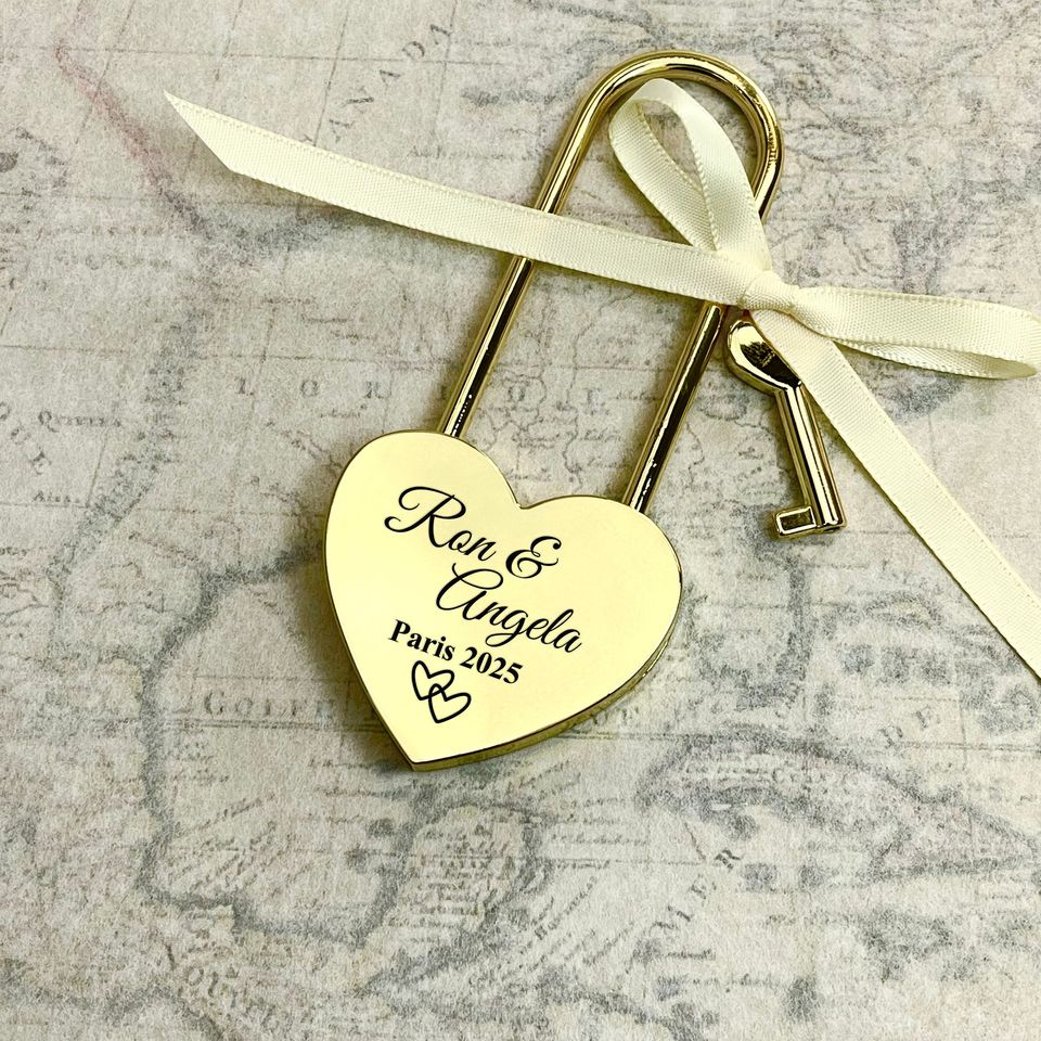 Personalized Wedding Love Lock Custom Engraved Couple Padlock, Valentines Day Romantic Lover