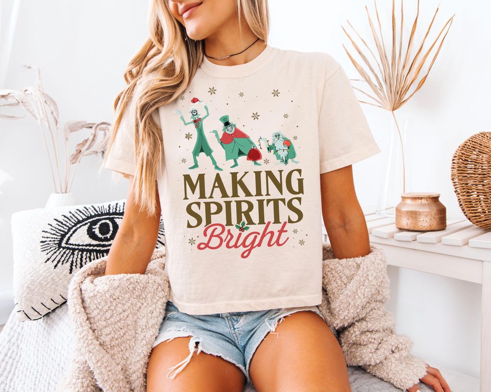 Comfort Colors Haunted Mansion Christmas T-Shirt with Ghost Holiday Design