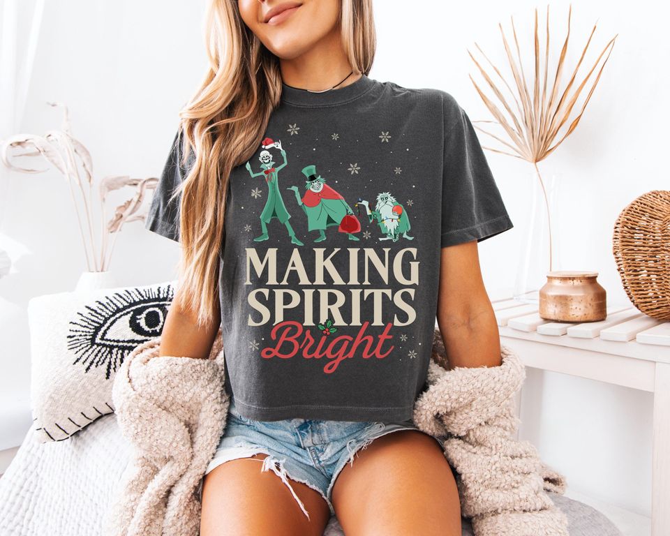 Comfort Colors Haunted Mansion Christmas T-Shirt with Ghost Holiday Design