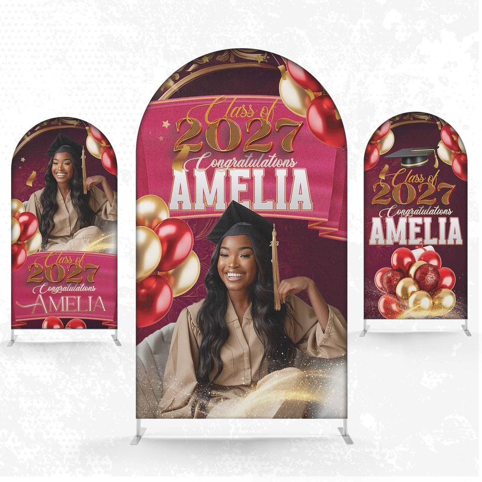 Graduation Custom Arch Backdrop Cover – Banner Panel for Event Decor