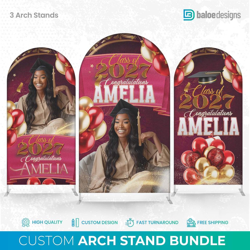 Graduation Custom Arch Backdrop Cover – Banner Panel for Event Decor