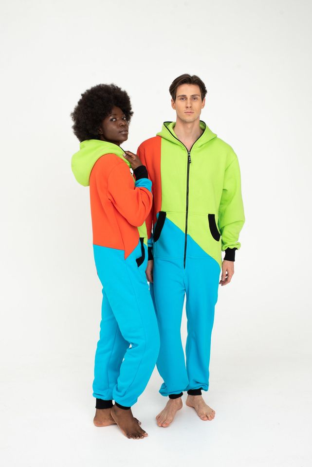 Tricolor Men's Hooded Jumpsuit