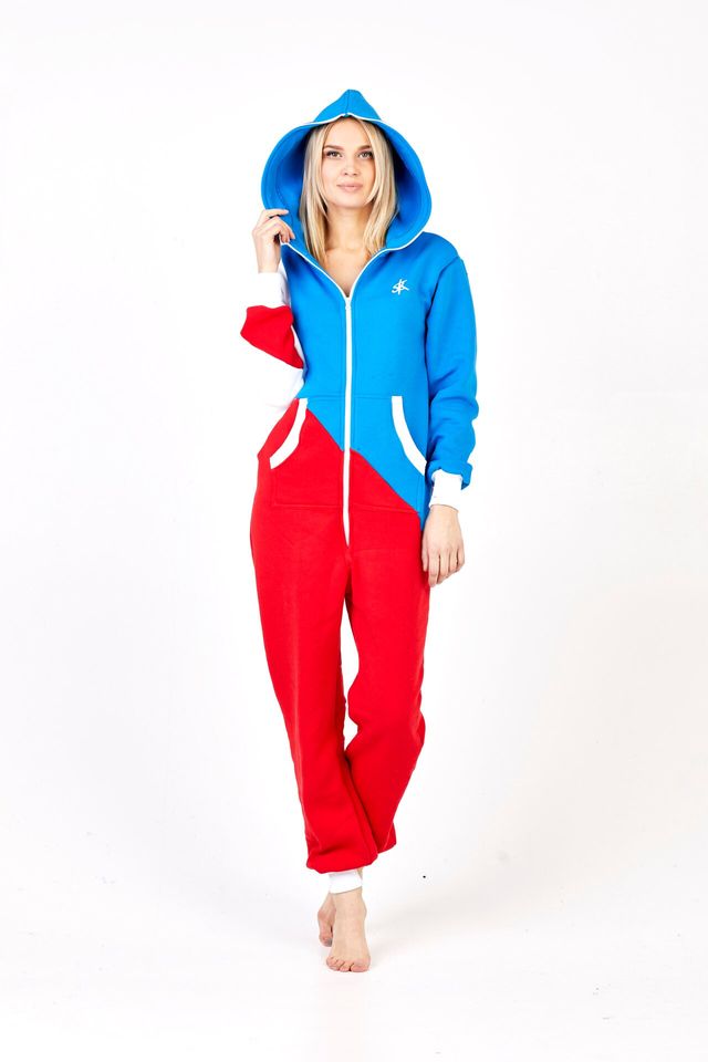 Tricolor Hooded Men's Jumpsuit