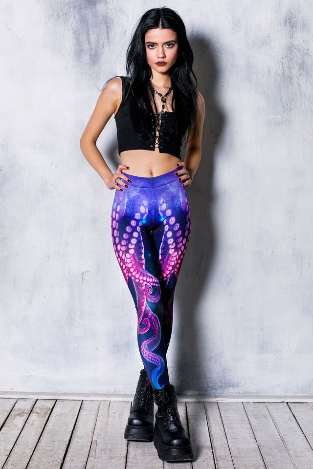 Yoga Leggings with Octopus Print, purple printed leggings