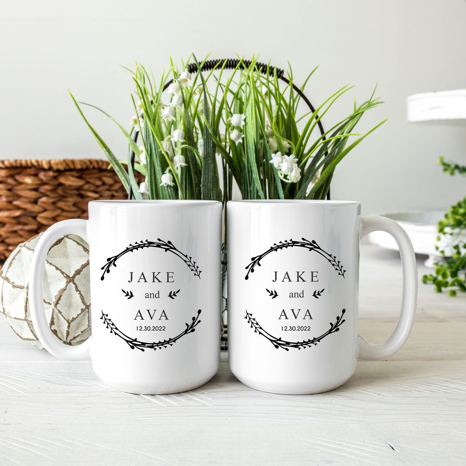 Personalized Wedding Mugs, Couples Ceramic Mugs