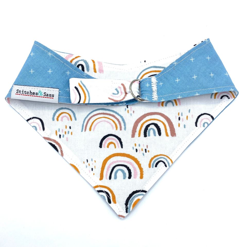 Boho Rainbow - Pet Bandana - Adjustable - Reversible - Dog Bandana