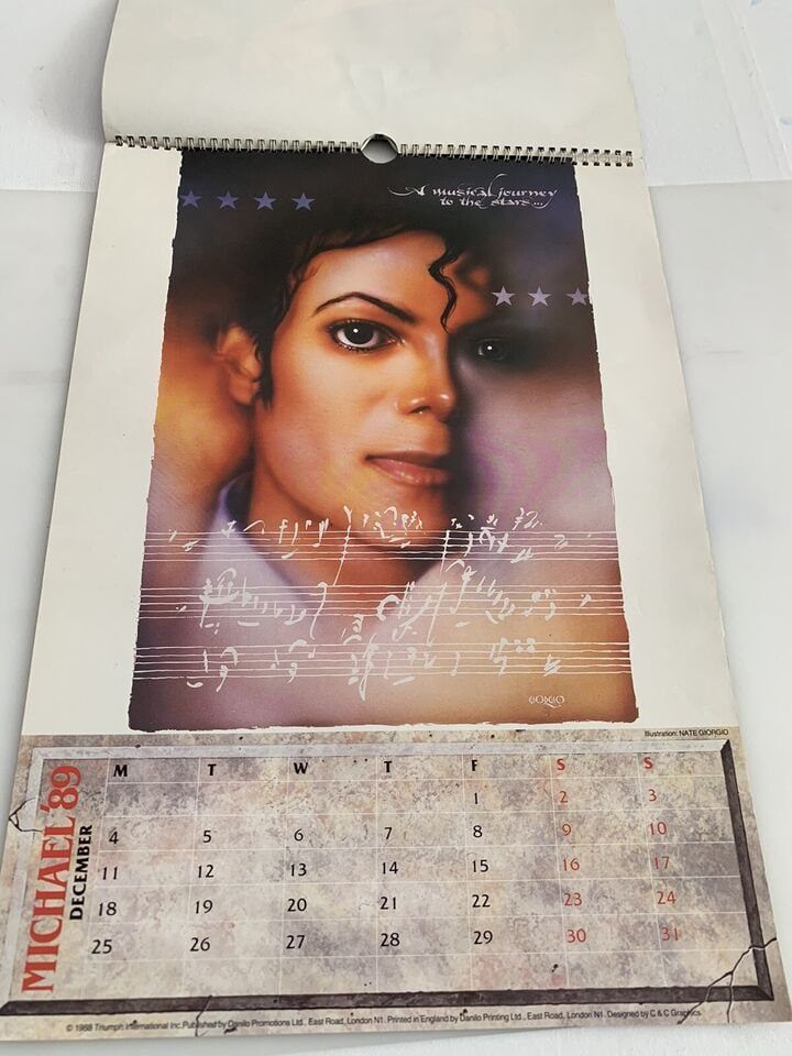 Michael Jackson 1989 Calendar Vintage Vertical Wall Calendar
