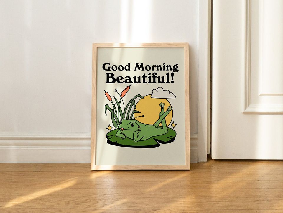 Retro Pinup Frog Wall Print, Postive Quote, Vintage Funny Poster ...