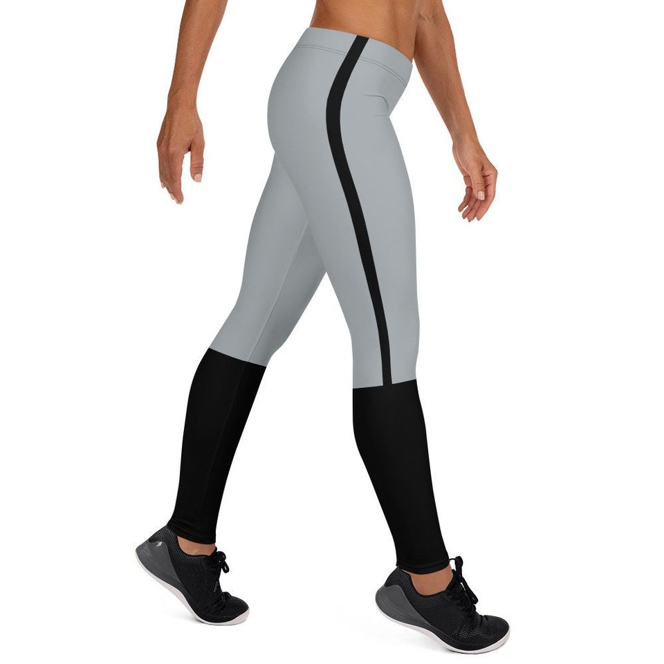 Las Vegas Pride Leggings | Team Colors Silver With Black Stripe | Las Vegas Football-Style Women's Sports Leggings