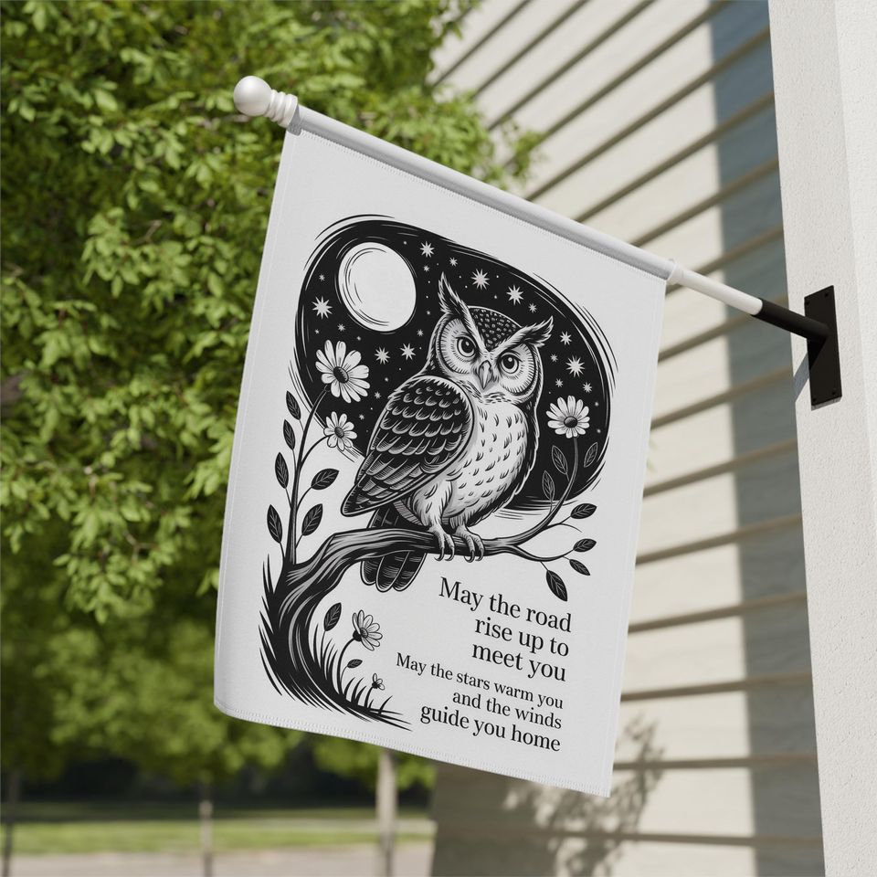 Blessed Samhain Owl Garden Flag - Halloween & Fall Outdoor Decor