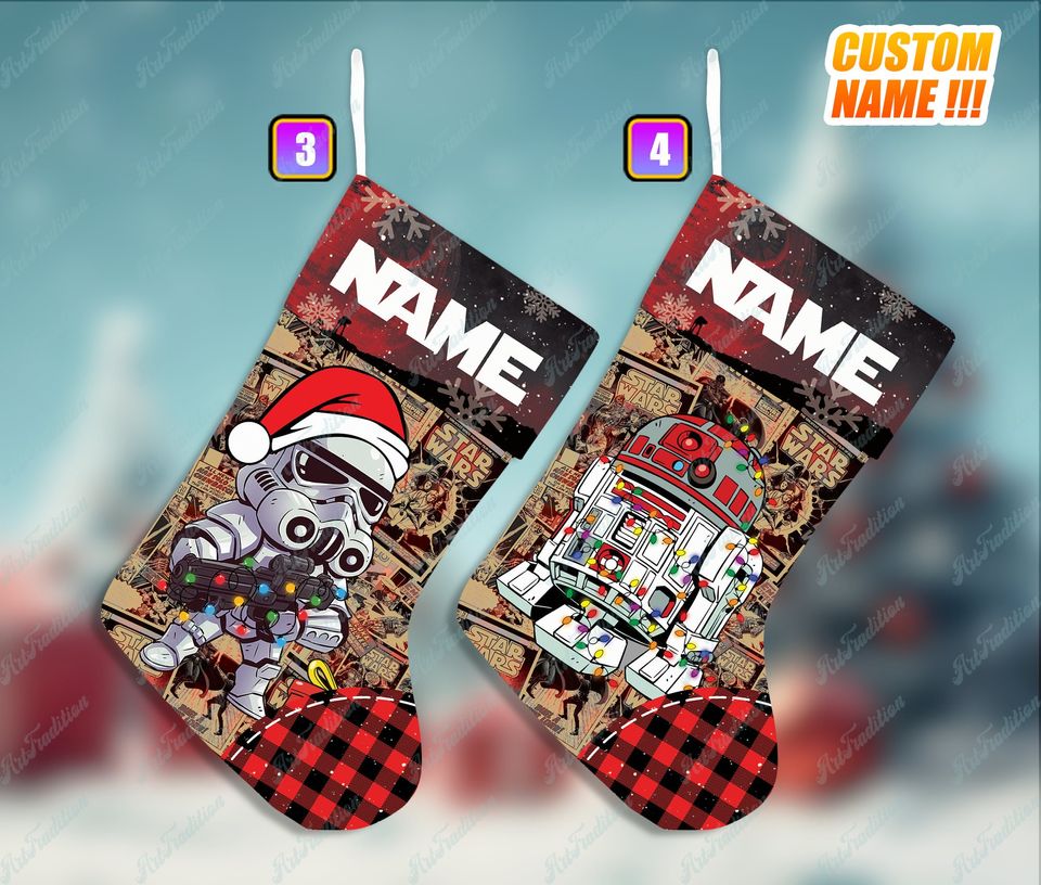Personalized Star Wars Disney Christmas Stocking, Family Christmas Stocking
