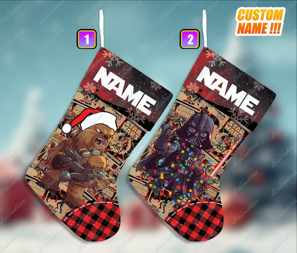 Personalized Star Wars Disney Christmas Stocking, Family Christmas Stocking
