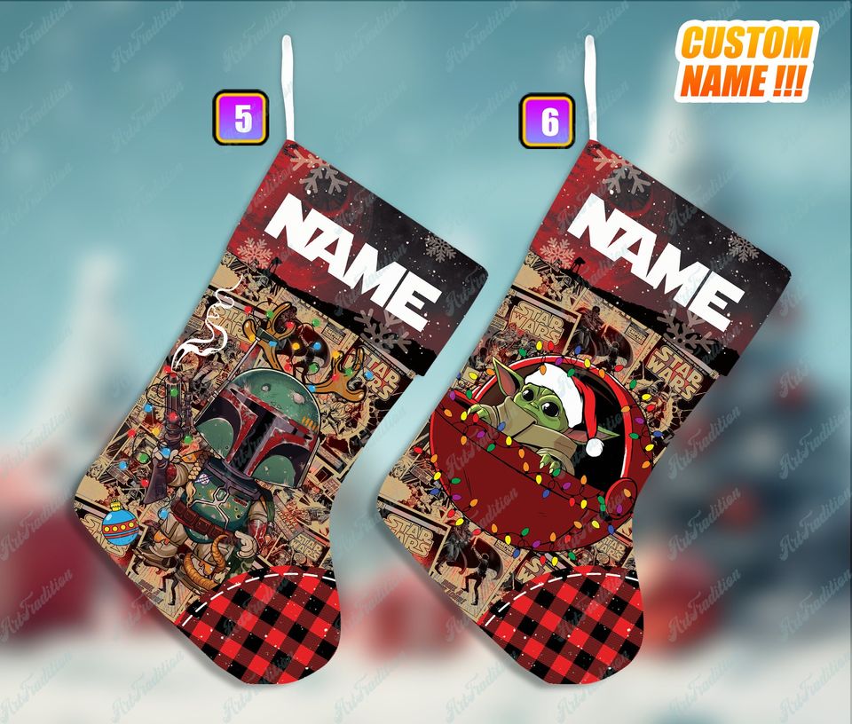 Personalized Star Wars Disney Christmas Stocking, Family Christmas Stocking