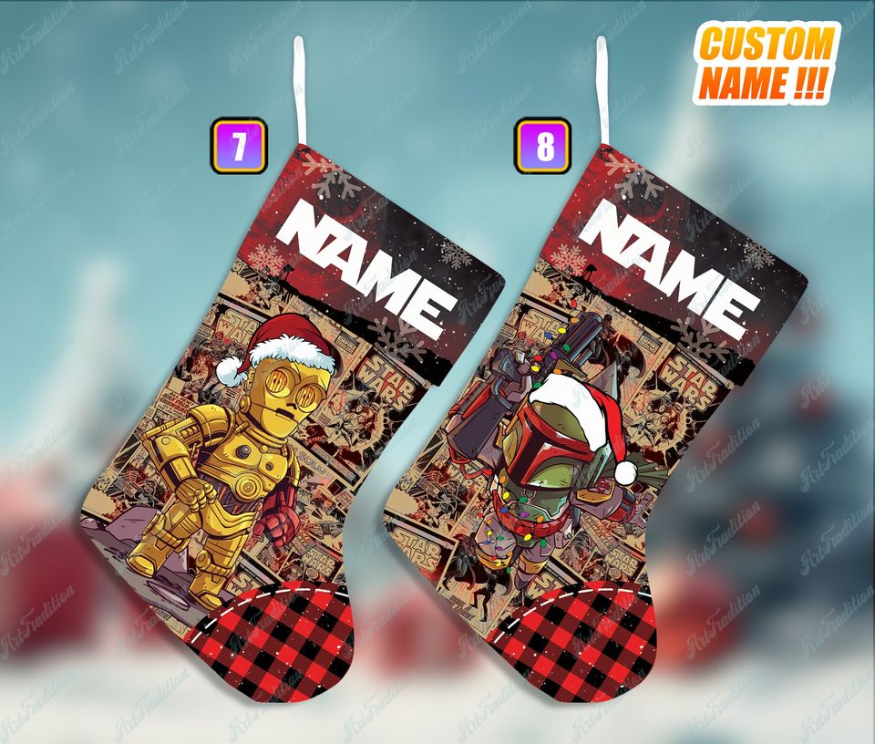 Personalized Star Wars Disney Christmas Stocking, Family Christmas Stocking