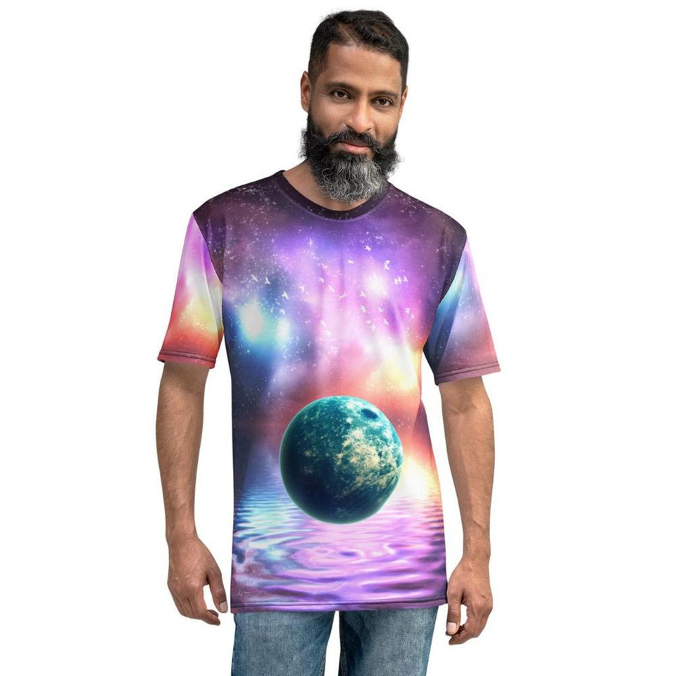 Aurora Sky Floating Earth On Lake Print 3D T Shirt