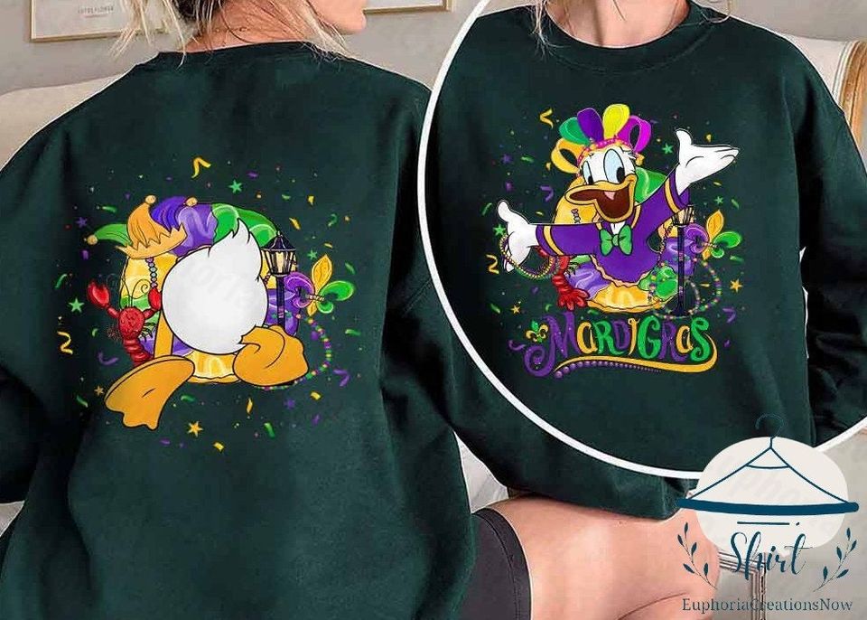 Two-sided Mickey and Friends Mardi Gras Shirt, Disney Mardi Gras T Shirt