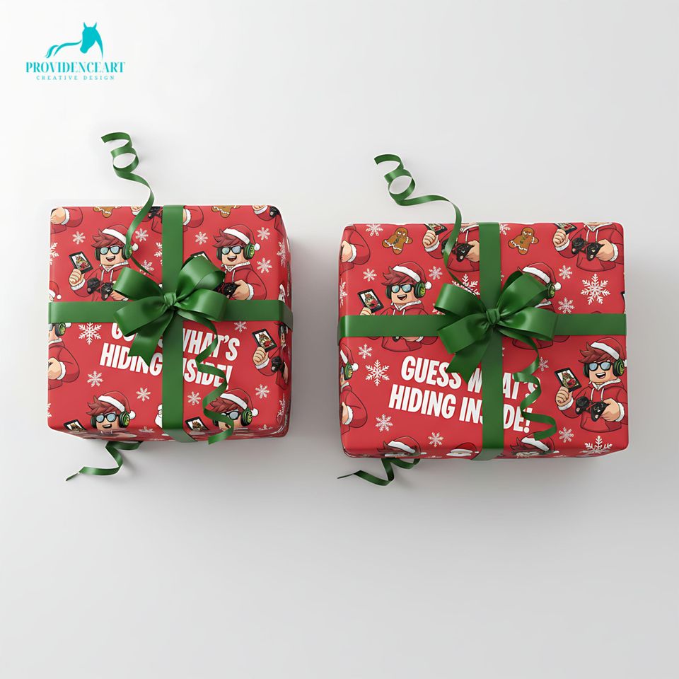 Video Game Christmas Wrapping Paper: Gamer Santa Gift Wrap
