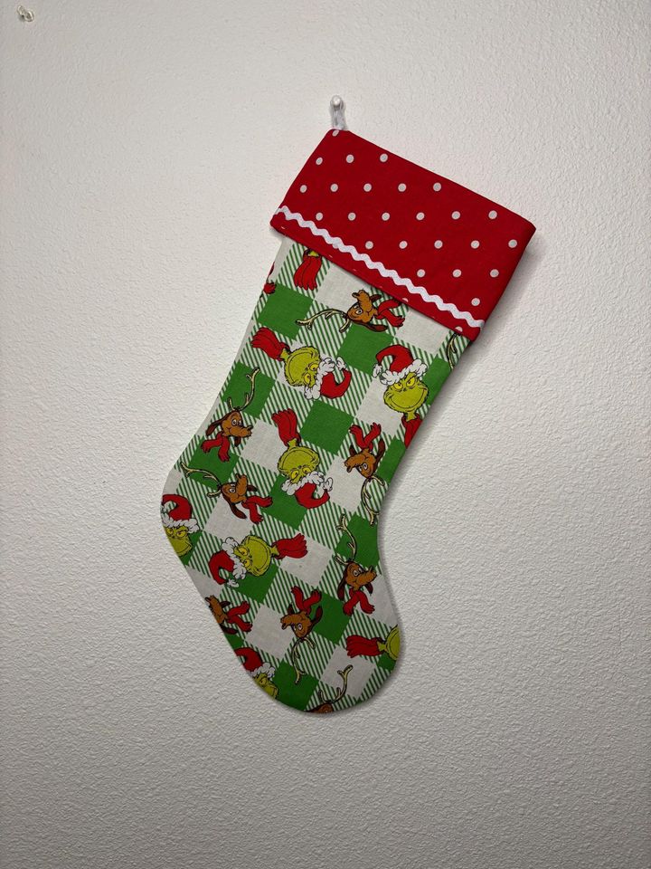 Personalized funny character Christmas Stocking: Custom Fabric & Ribbon