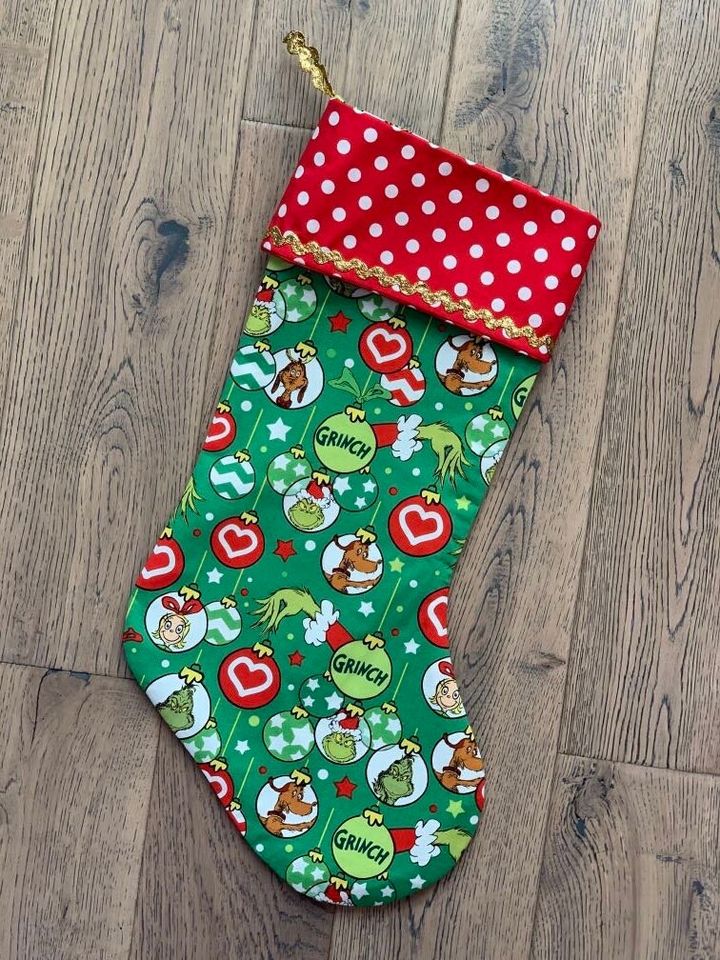 Personalized funny character Christmas Stocking: Custom Fabric & Ribbon