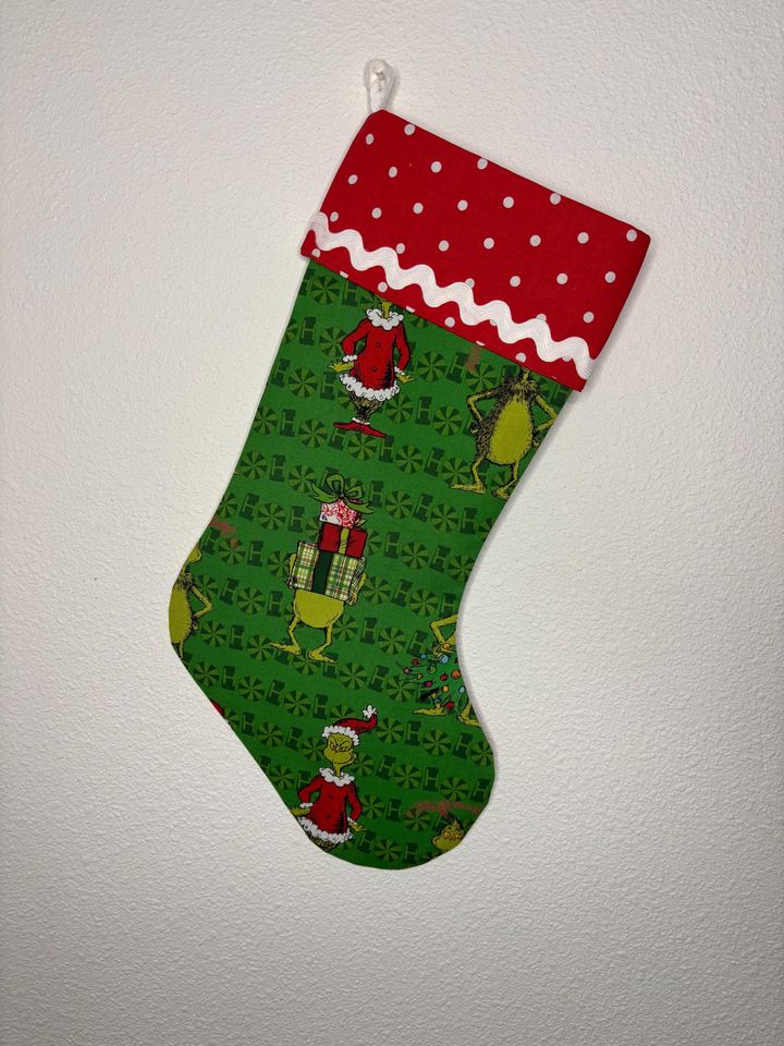 Personalized funny character Christmas Stocking: Custom Fabric & Ribbon