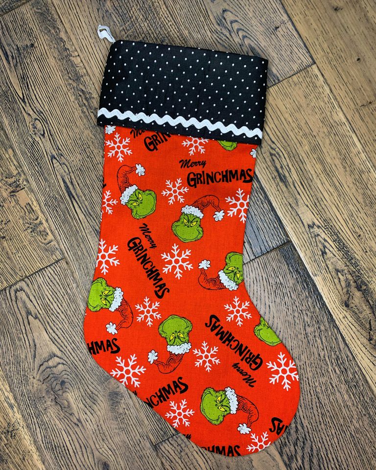 Personalized funny character Christmas Stocking: Custom Fabric & Ribbon