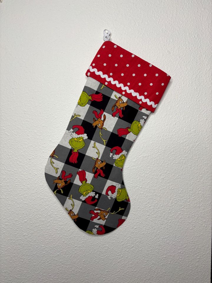 Personalized funny character Christmas Stocking: Custom Fabric & Ribbon