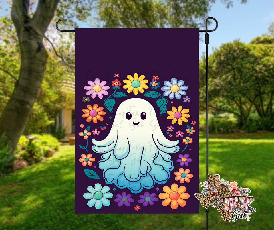 Ghost Garden Flag, Sublimation  , Welcome Garden Flag