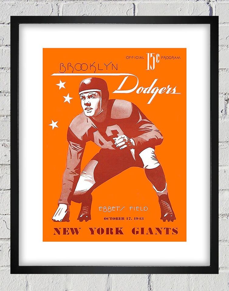 1943 Vintage New York Giants - Brooklyn Dodgers Football Program Cover - Digital Reproduction