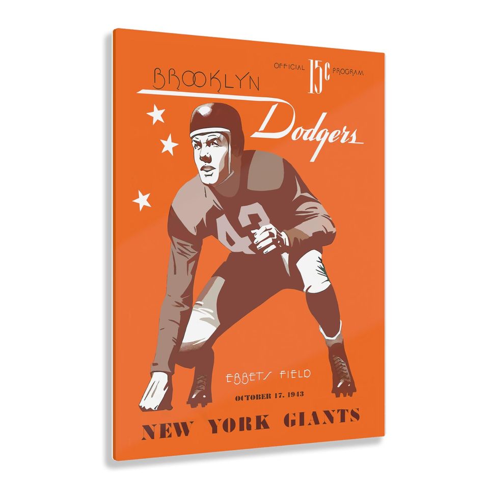 1943 Vintage New York Giants - Brooklyn Dodgers Football Program Cover - Digital Reproduction