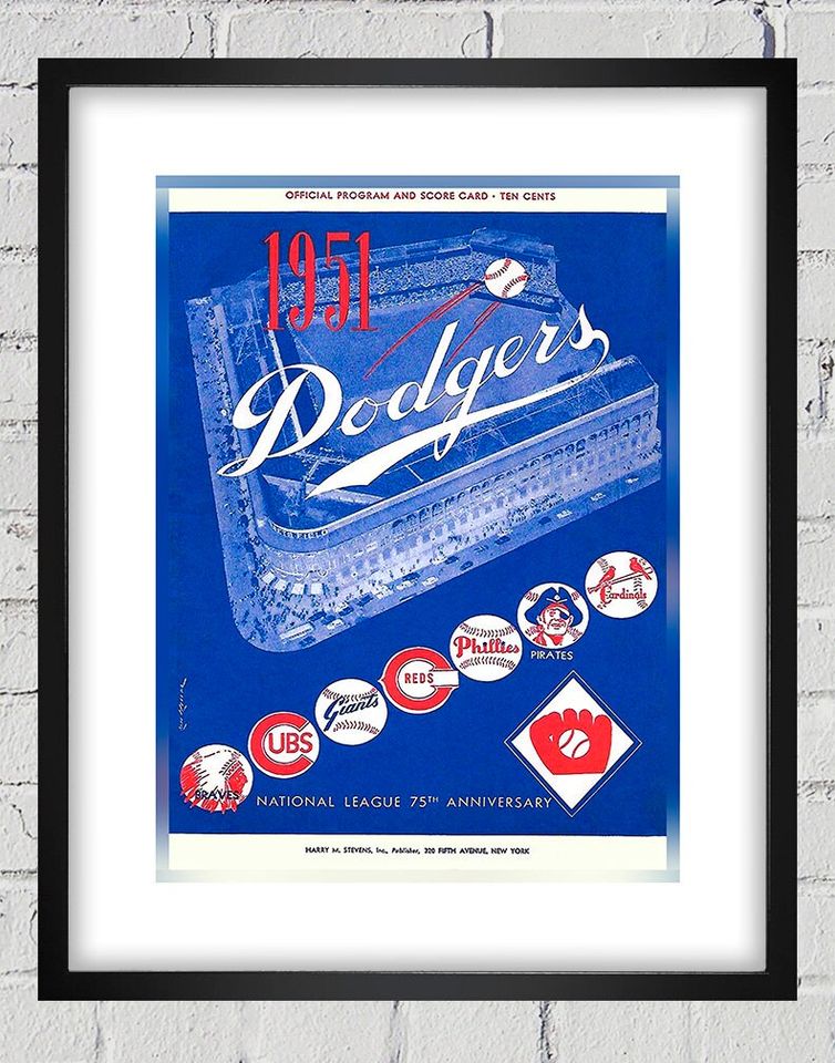 1951 Vintage Brooklyn Dodgers Baseball Program Cover - Digital Reproduction
