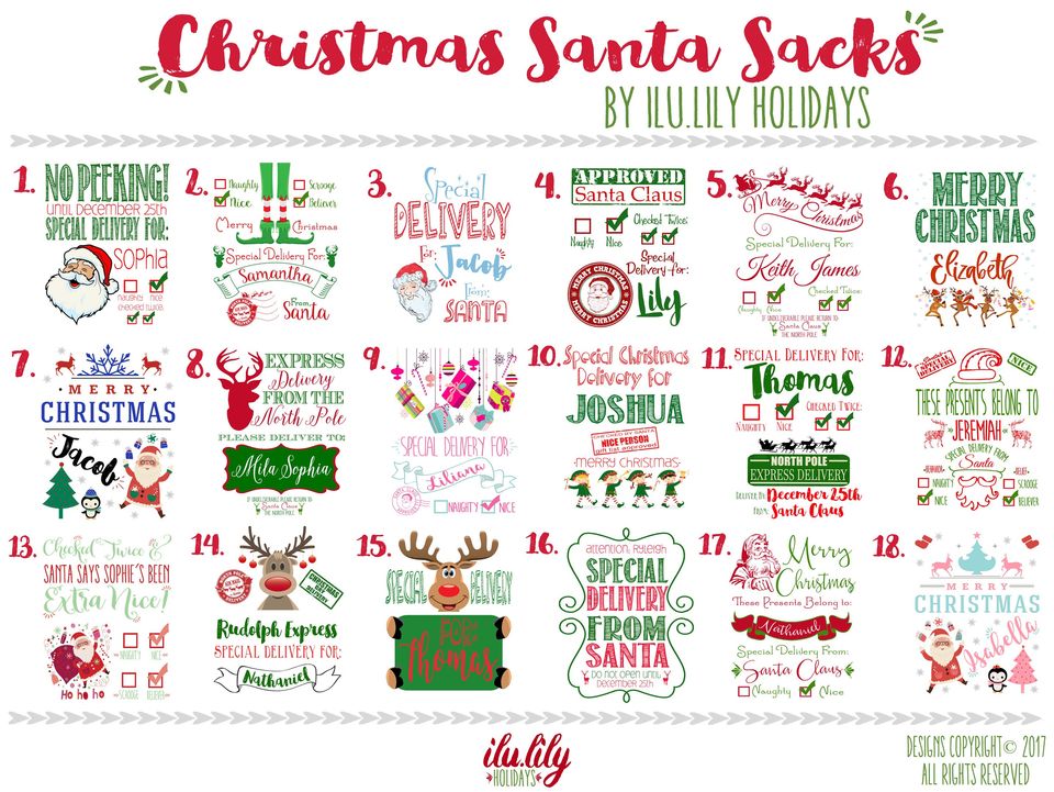 Personalized Santa Sack  Dancing Reindeer Christmas Gift Bag