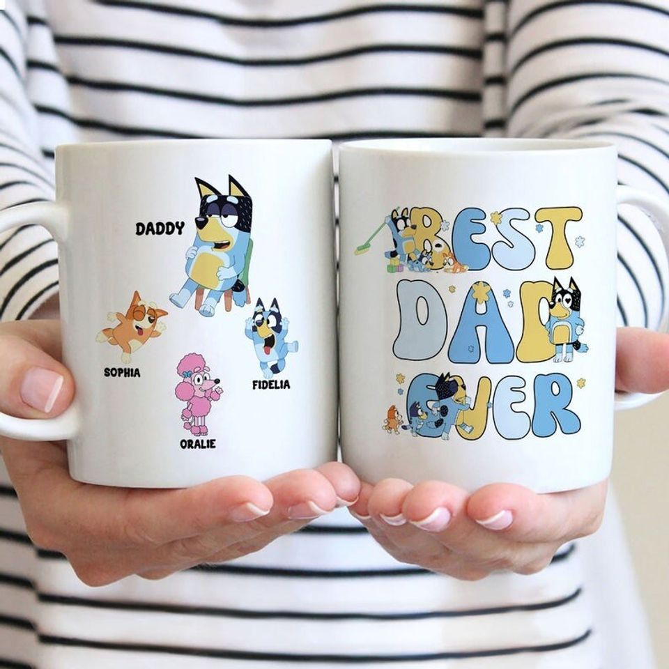BlueyDad Fathers Day Mug, Maximum 5 kids, Best Dad Ever Mug