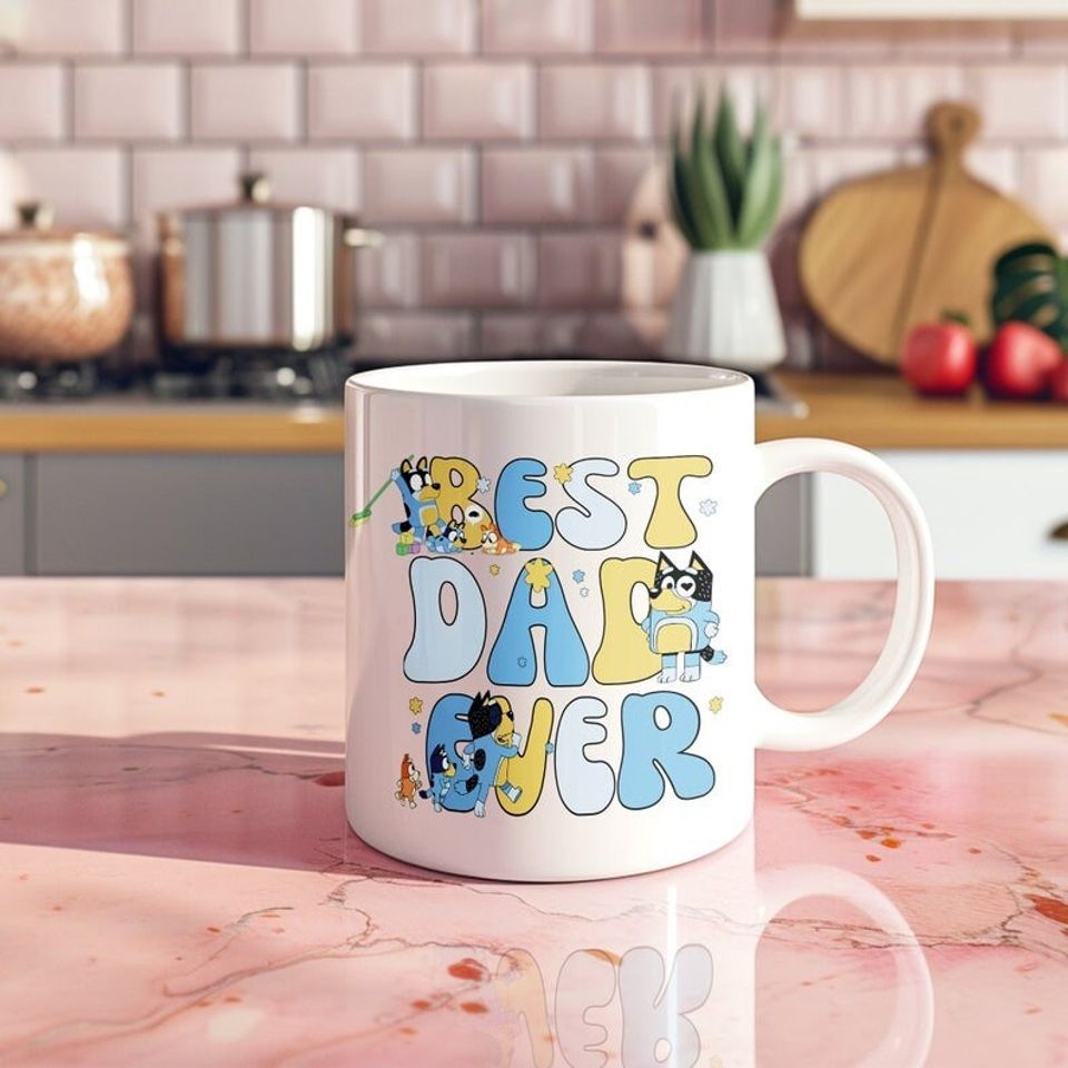 BlueyDad Fathers Day Mug, Maximum 5 kids, Best Dad Ever Mug