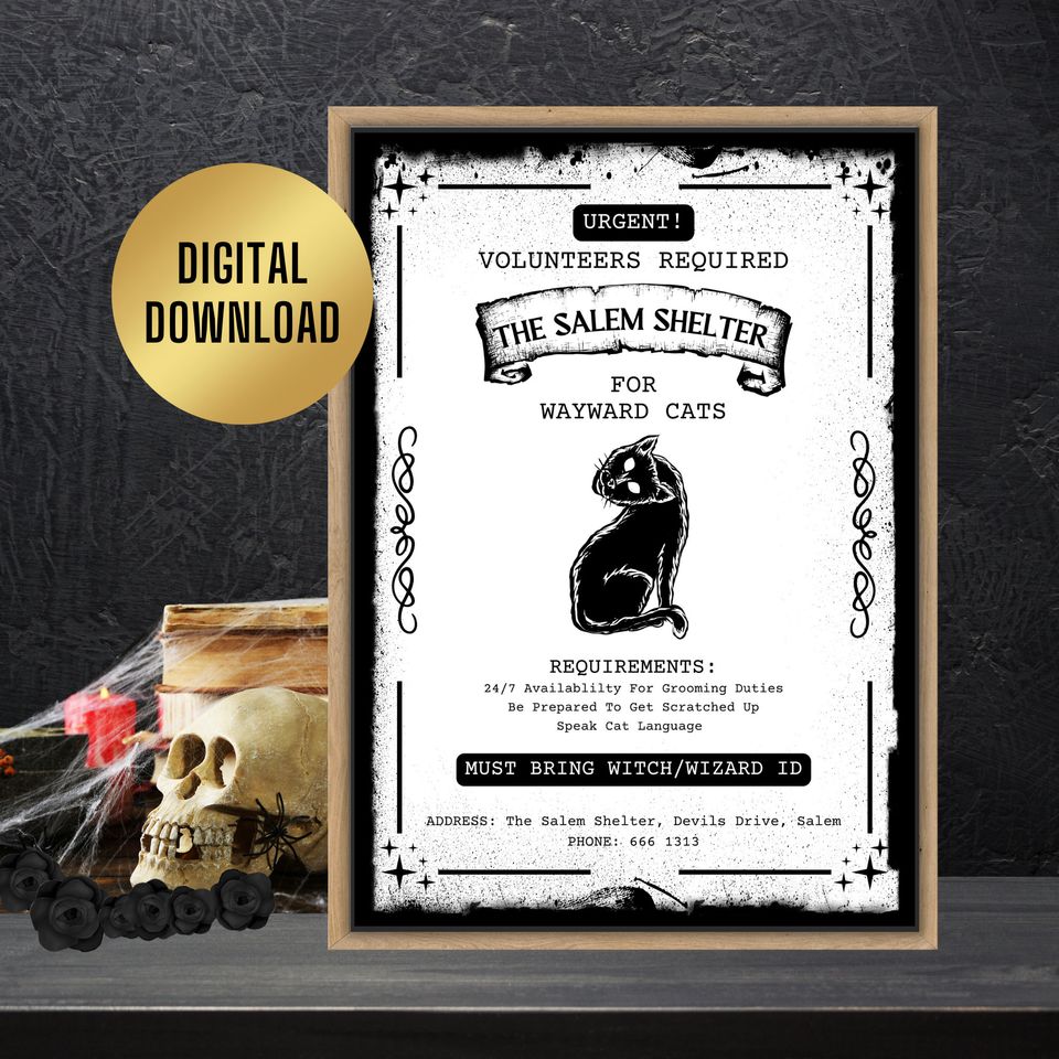 WAYWARD CATS Print | DIY Halloween Party Decorations | Cat Halloween Poster