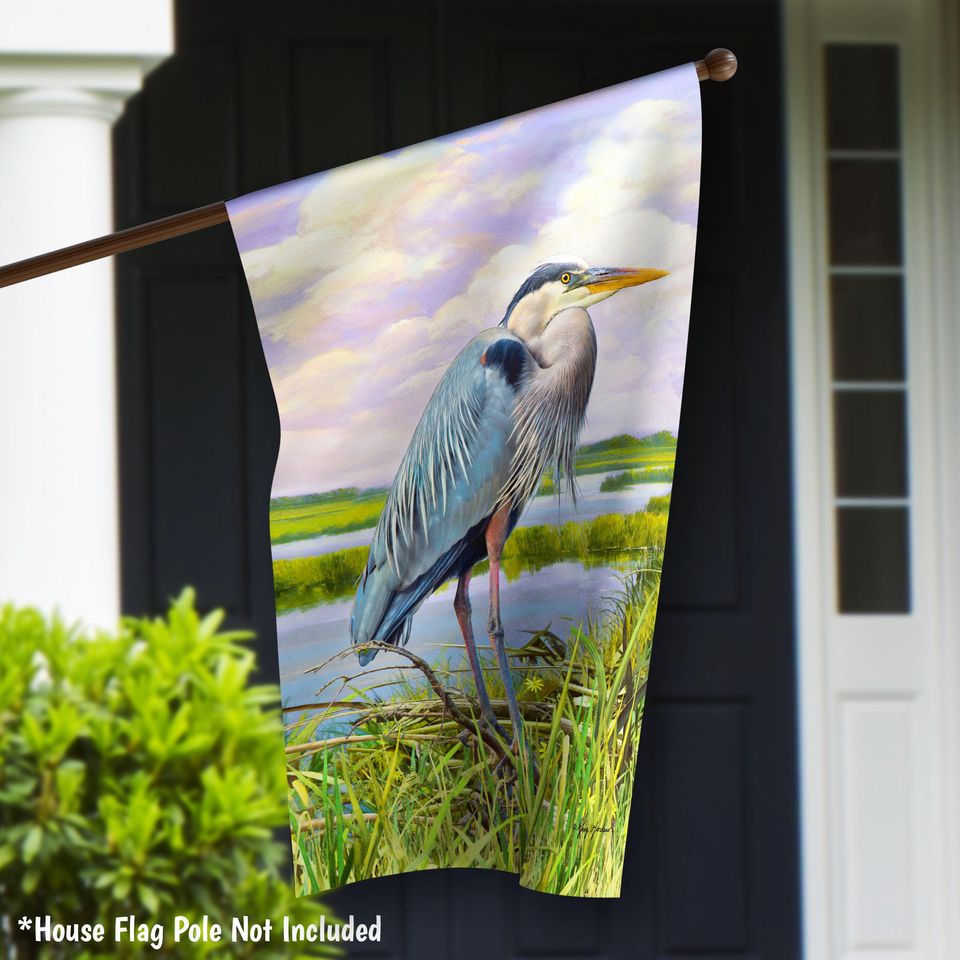 Great Blue Heron Summer Garden Flag