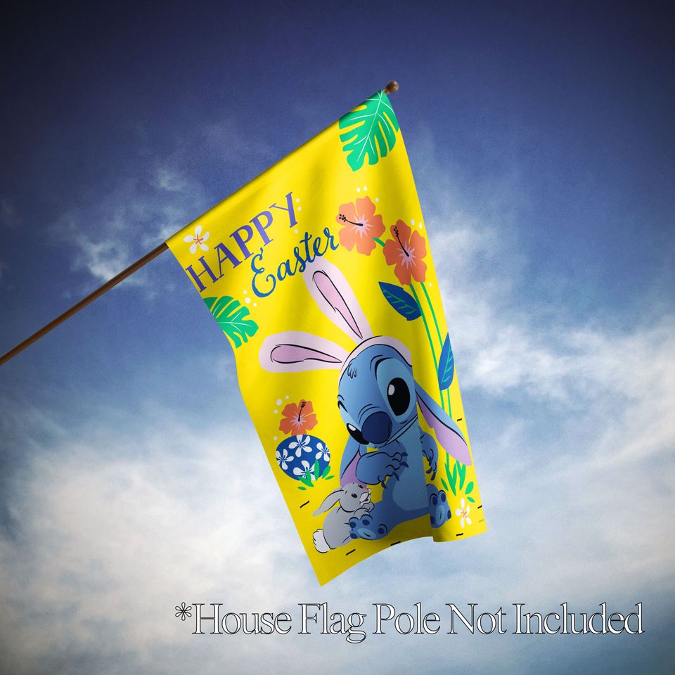 Stitch Disney Easter Garden Flag, Easter Day Garden Flag