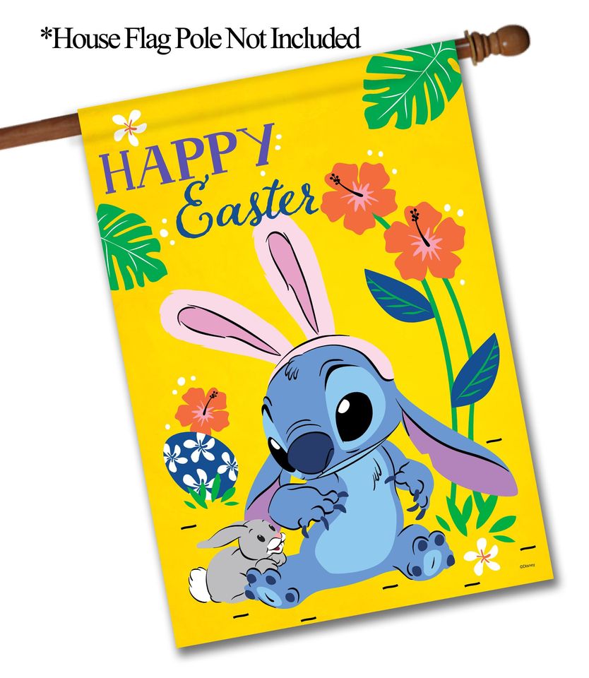 Stitch Disney Easter Garden Flag, Easter Day Garden Flag